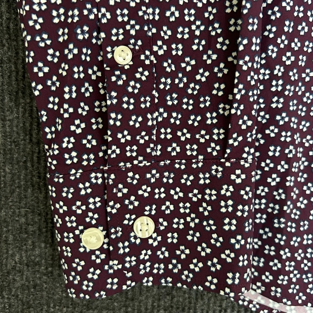 Bonobos Mens L Slim Fit Shirt LS Button Down Stretch Burgundy White Flowers - Picture 6 of 14